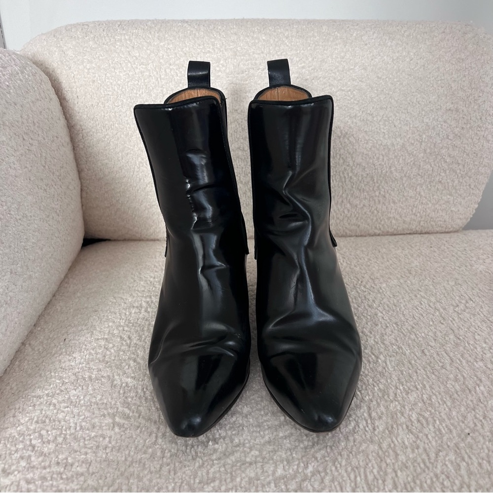 ACNE STUDIOS Black Leather Boots Block Heel Size 38 (8) - Picture 4 of 9